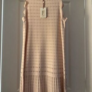 Ted Baker Orange Pink Pleated Ribbed Midi Sundress